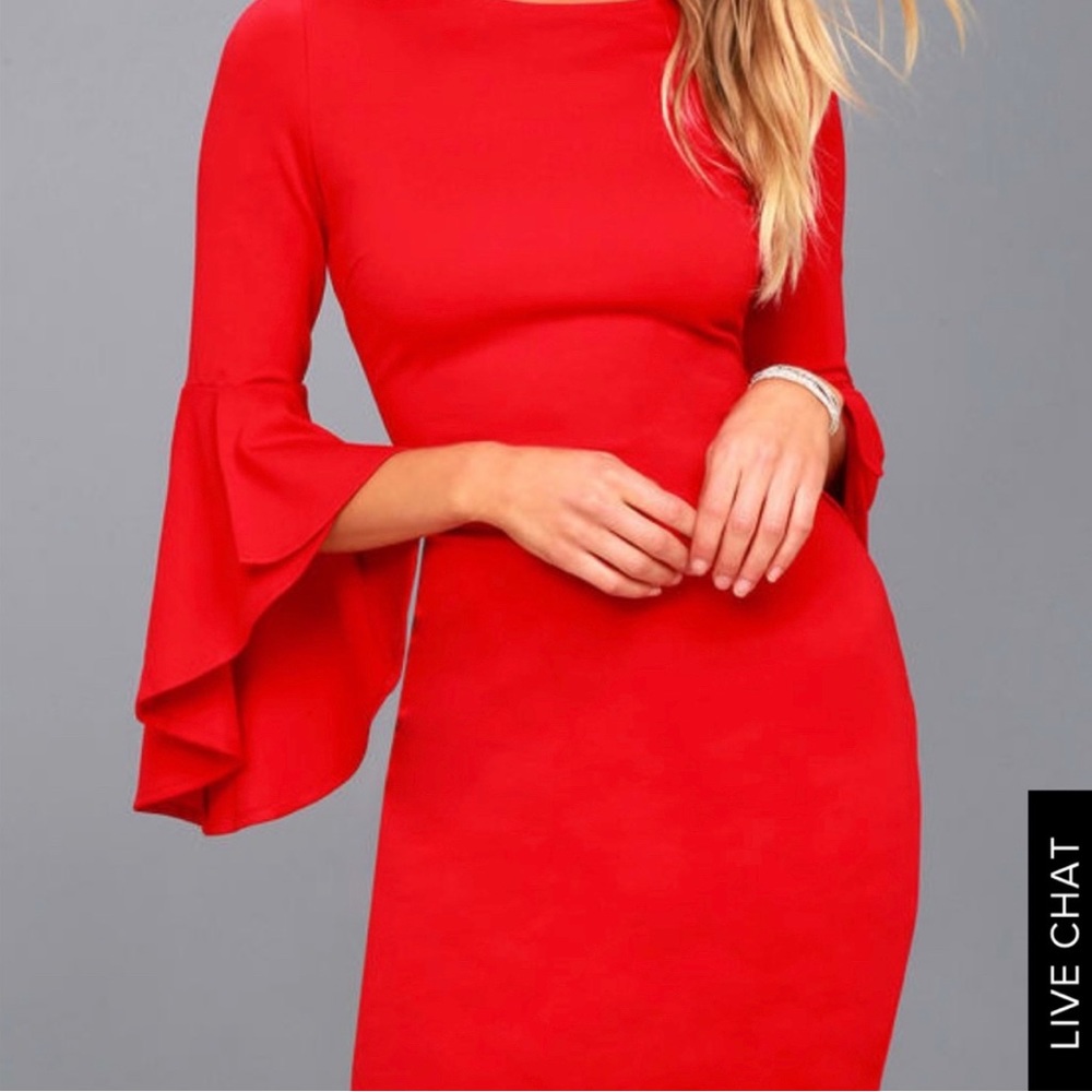 Lulus red bell sleeve dress